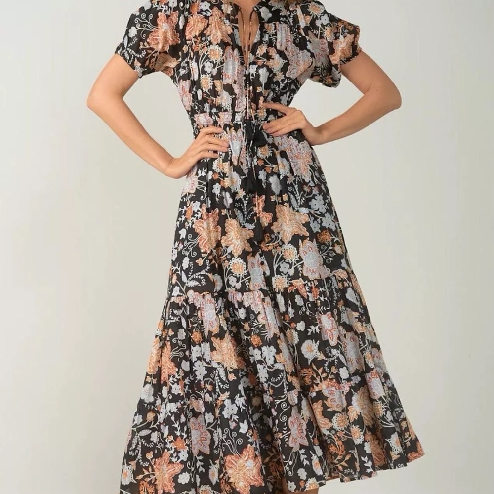 EUC Maxi Floral Sundress with Puff Sleeves